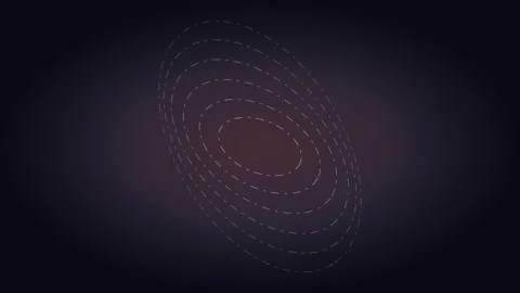 Abstract dark background with glowing dashed concentric elliptical shapes Stockbeeldmateriaal 338309586