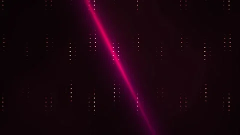 Abstract dark background with glowing digital data pattern and pink light bea Stock Footage 334427480