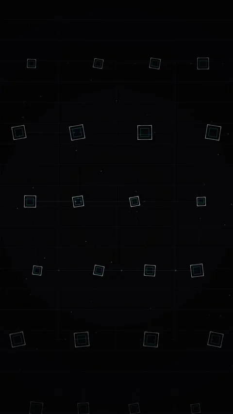 Abstract Dark Background with Glowing Geometric Squares Stock Footage 346204529