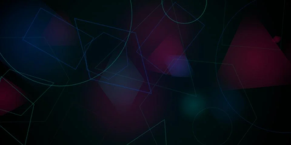 Abstract dark background with glowing geometric shapes Stock Illustration