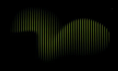Abstract Dark Background with Glowing Green Vertical Lines and Wave Shape P.. 库存插图