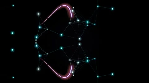 Abstract Dark Background with Glowing Lines and Connected Dots Stock Footage 332210632