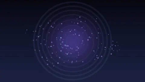 Abstract dark background with glowing particles and concentric circles Stock Footage 335874655