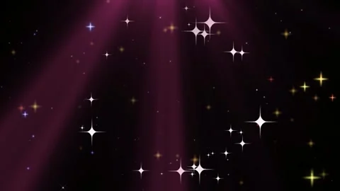 Abstract dark background with glowing purple light rays and sparkling golden Stockbeeldmateriaal 343481242