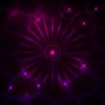 Abstract dark background with glowing rays and stars Stock Illustration