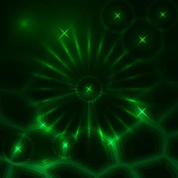 Abstract dark background with glowing rays and stars Illustrazione stock