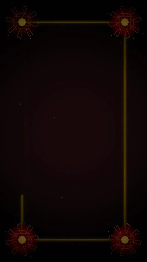 Abstract Dark Background with Glowing Red Geometric Corners and Golden Nodes Stock Footage 346198194