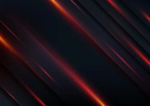 Abstract dark background with glowing red orange light streaks diagonal bla.. Stock Illustration