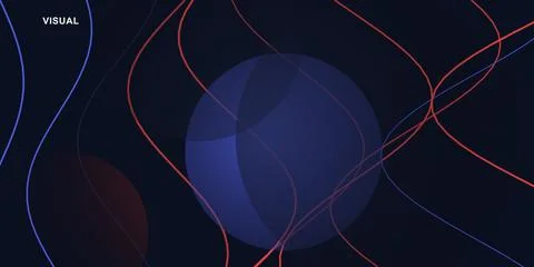 Abstract dark background with glowing red and blue wavy lines Illustrazione stock