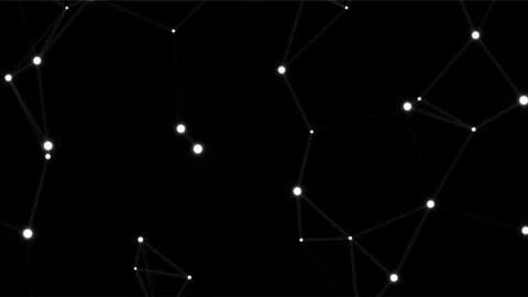 Abstract dark background with glowing white plexus network connections and .. Stock Illustration