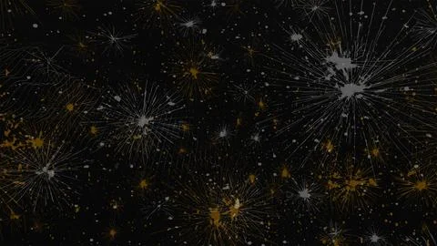 Abstract dark background with gold and white glitter particles . 스톡 일러스트