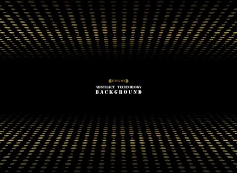 Abstract of dark background on gold circle shape dimension random size patter Stock Illustration