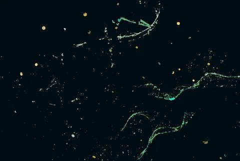 Abstract dark background with green particles and light trails Stock Illustration