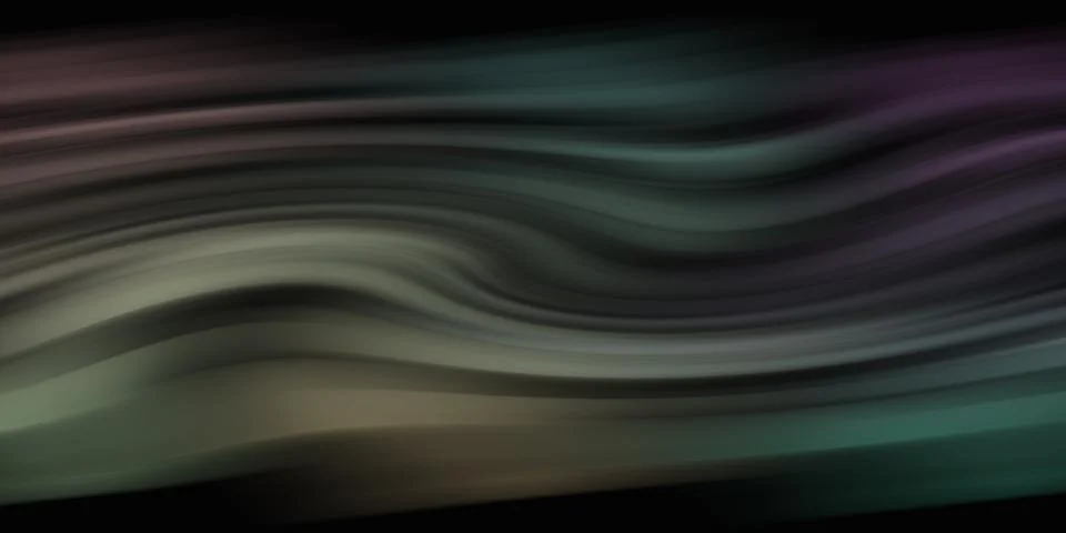 Abstract dark background with horizontal wavy curves and aurora gradients Stock Illustration