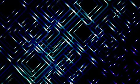 Abstract dark background with luminous blue metallic geometric square pattern an Stock Illustration