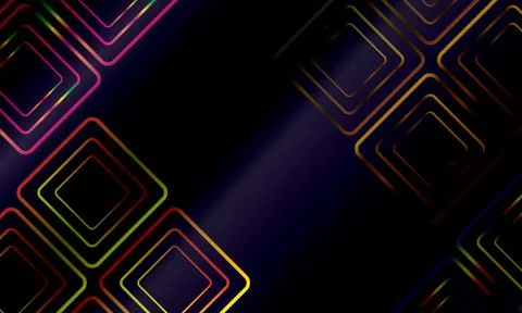 Abstract dark background with luminous multi-colored glowing gradient squares  Stock Illustration
