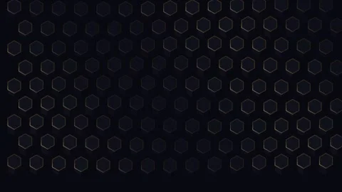 Abstract dark background with moving golden hexagon pattern Stock Footage 335939158