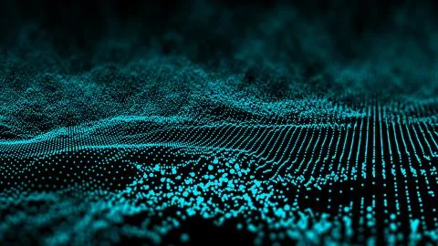 Abstract dark background with moving loop and flicker particles.Motion graphic Illustrazione stock