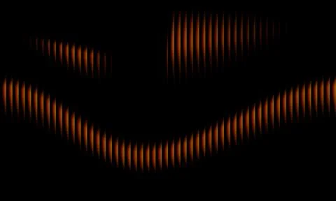 Abstract dark background with orange glowing vertical stripes and wavy grad.. 스톡 일러스트