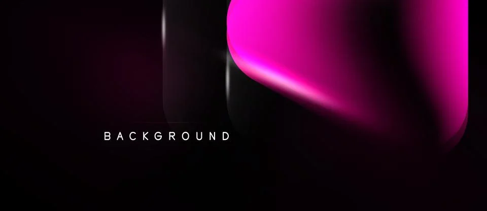 Abstract dark background. Pink gradient shapes overlap black elements. Ilustração Stock