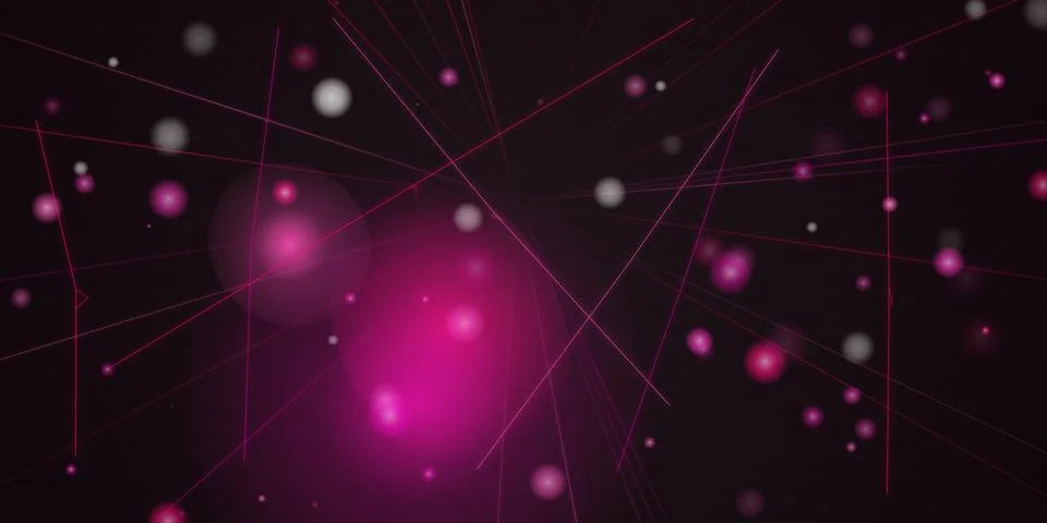 Abstract dark background with pink light dots and lines Stock Illustration