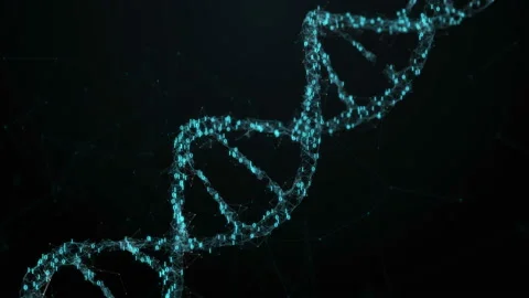 Abstract dark background with plexus and numbers. DNA molecule 库存影片 135125694
