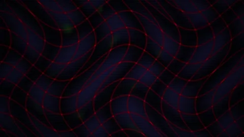 Abstract Dark Background with Pulsing Red Geometric Grid and Green Light Orbs Stock Footage 341775946