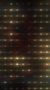 Abstract dark background with a repeating grid of golden starburst lights a.. Stock Illustration
