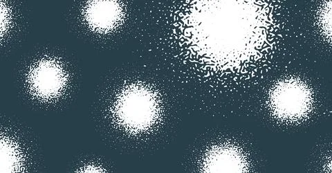 Abstract dark background with scattered white glowing circles and soft stippled Stock Illustration