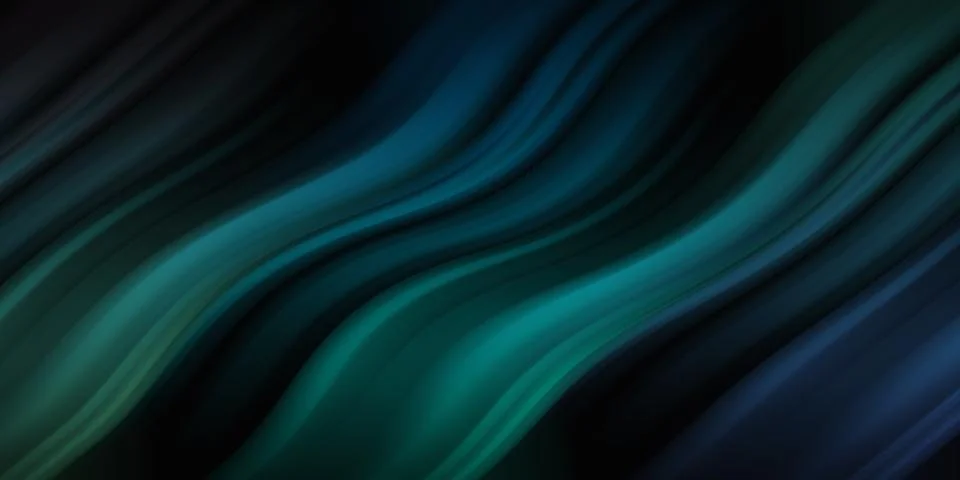 Abstract dark background with smooth wavy teal and deep blue fluid gradients Stock-Illustration