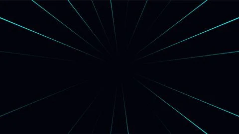 Abstract dark background with teal glowing speed lines radiating from centr.. Stock Illustration