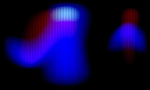 Abstract dark background with vertical parallel stripes and vibrant blue an.. Stock-Illustration