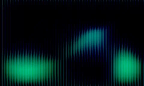 Abstract dark background with vertical parallel stripes and vibrant cyan ne.. Illustrazione stock