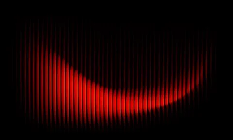 Abstract Dark Background with Vertical Red 3D Stripes and Vibrant Neon Ligh.. Stock Illustration