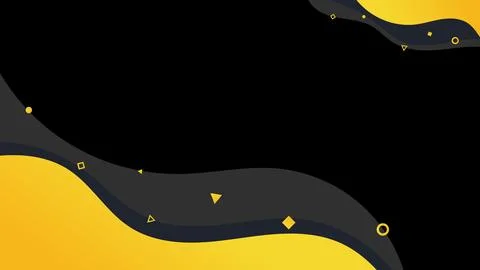 Abstract dark background vibrant yellow fluid waves with smooth dark grey l.. Stock Illustration
