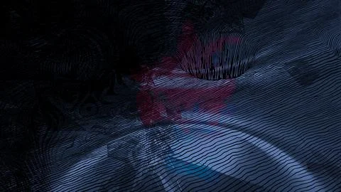 Abstract dark background with wavy line patterns creating a futuristic digital t Stock Illustration