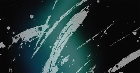 Abstract dark background with white paint brush strokes and teal light gradient 库存插图