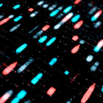 Abstract dark background wtih red and blue technology signals in different wa Stock Illustration