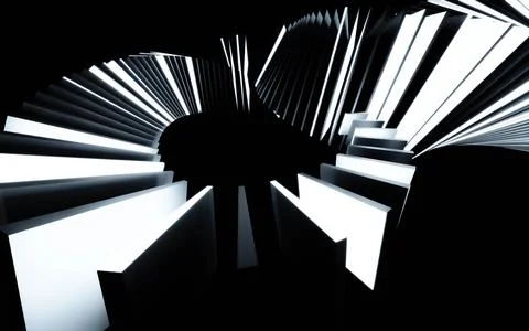 Abstract dark black geometric shape square cube sheets 3d render illustration Stock Illustration