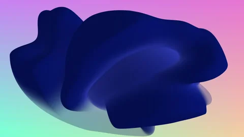 Abstract dark blue 3D fluid shape morphing on soft pastel gradient background Vídeos de archivo 334139787