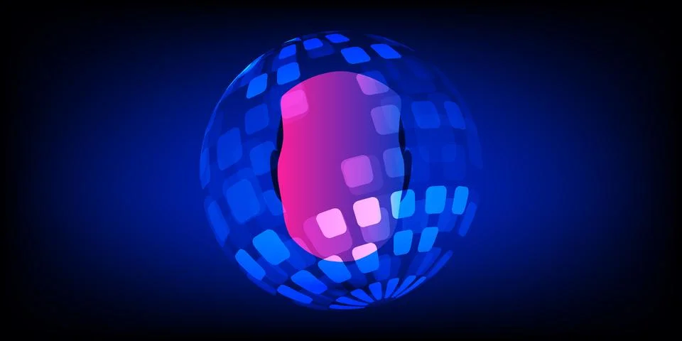 Abstract Dark Blue Agentic AI, Digital Assistant, Artificial Intelligence, .. Illustrazione stock