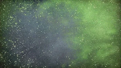 Abstract Dark Blue and Green Star Field Background with Glowing Cosmic Stock Footage 341465364