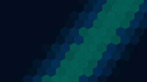 Abstract dark blue and teal digital honeycomb pattern with gradient effect Stock Footage 339618918