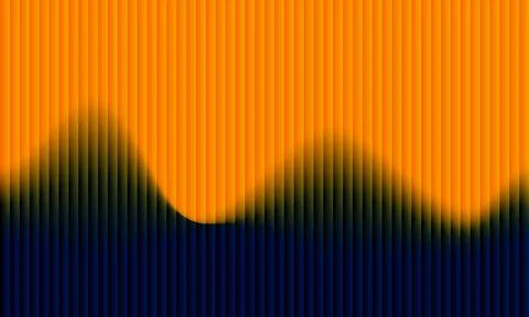 Abstract dark blue background with 3D orange vertical fluted texture and wa.. 스톡 일러스트