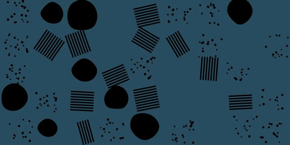 Abstract dark blue background with black geometric shapes and scattered dots Stock Illustration