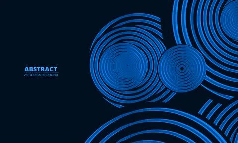 Abstract dark blue background with circle geometric lines. Futuristic technology Stock Illustration