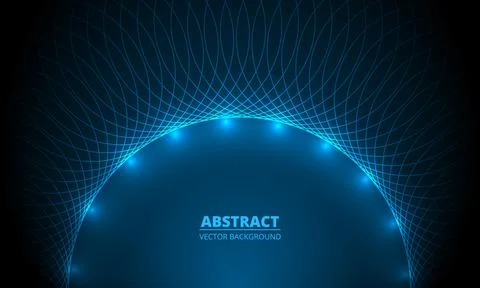 Abstract dark blue background with circle shape and glowing lights effect. Stock Illustration