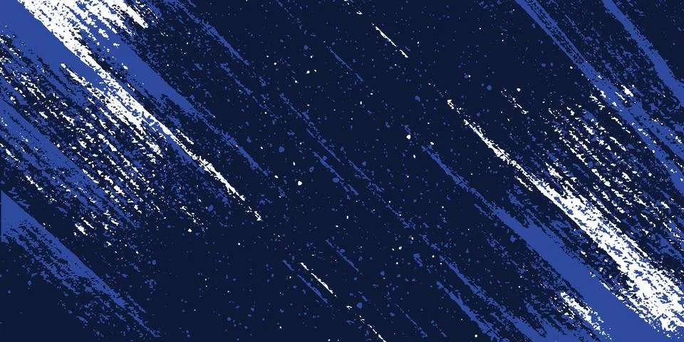 Abstract dark blue background with dynamic white and blue paint brush strokes Stock Illustration