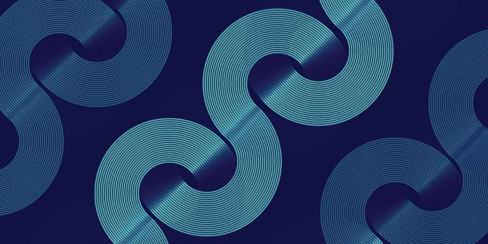 Abstract dark blue background featuring glowing cyan curved lines forming Illustrazione stock