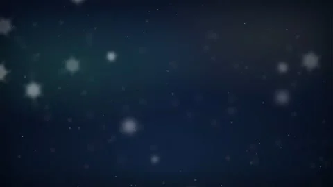 Abstract dark blue background with floating white snowflakes and soft bokeh Stock Footage 345428088